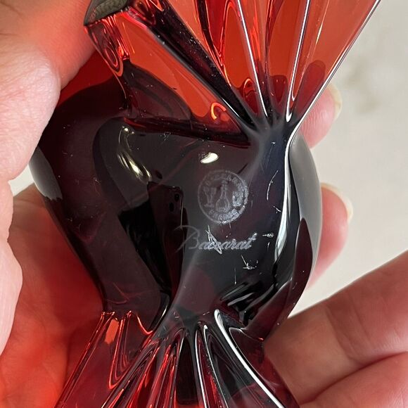 Baccarat Love Birds Red Crystal Figurine, brand stamped on bottom, EUC, no box - Picture 5 of 9